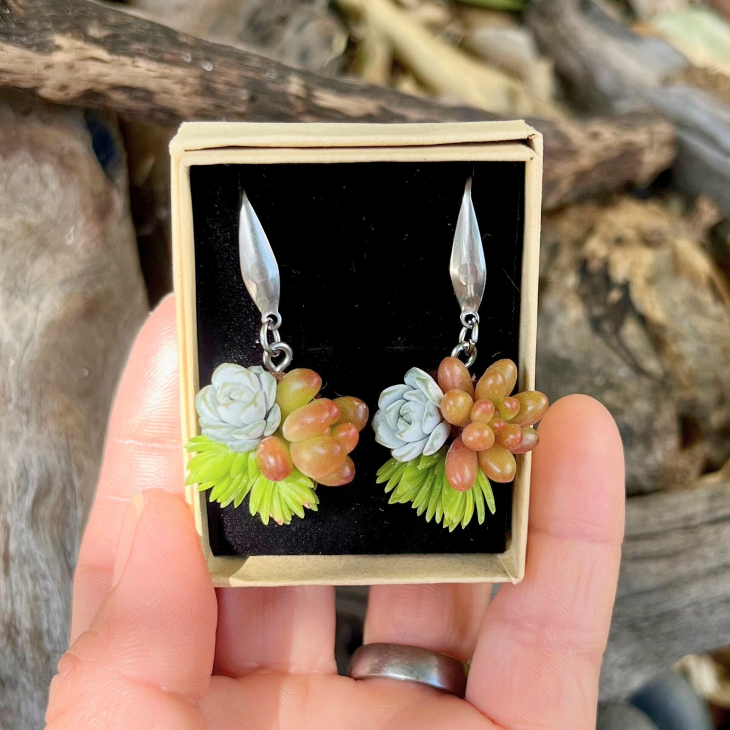 Living Succulent Dangle Earrings