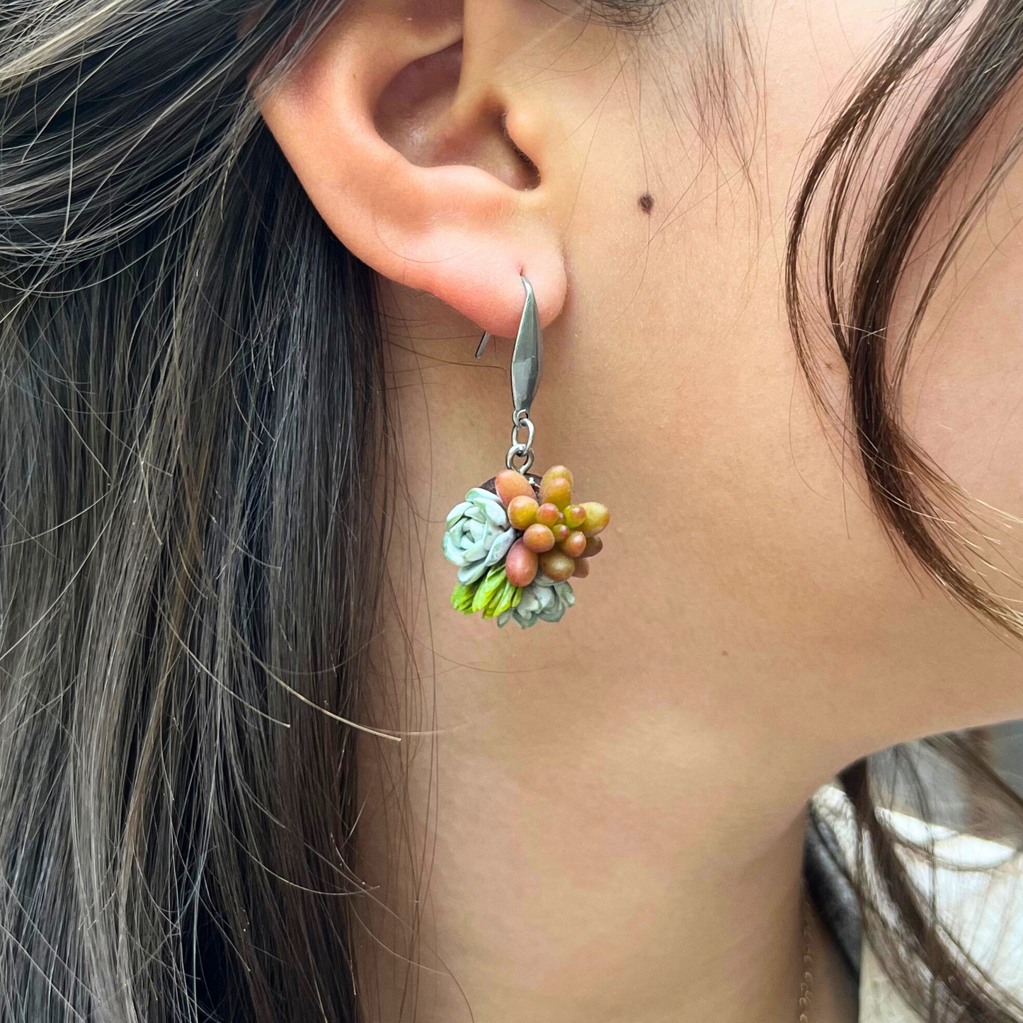 Living Succulent Dangle Earrings