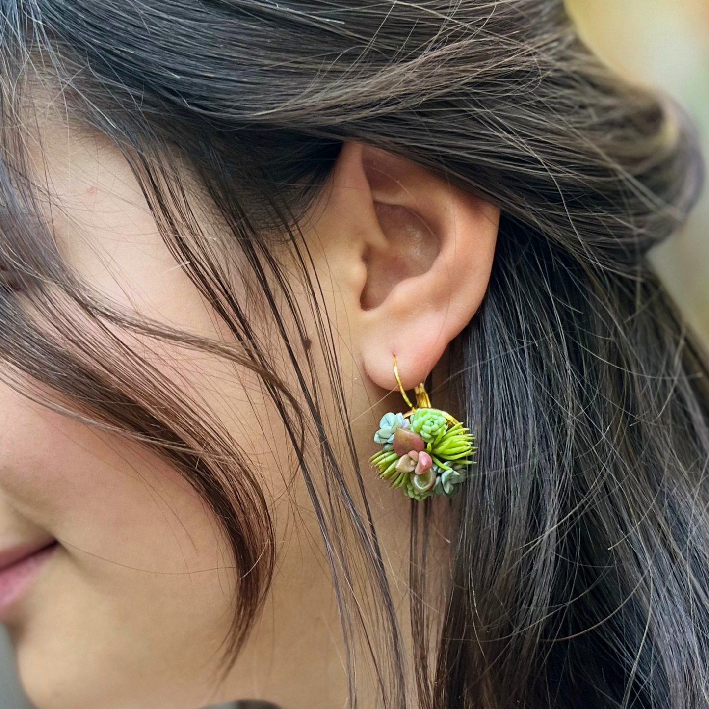 Living Succulent Dainty Drop Earrings