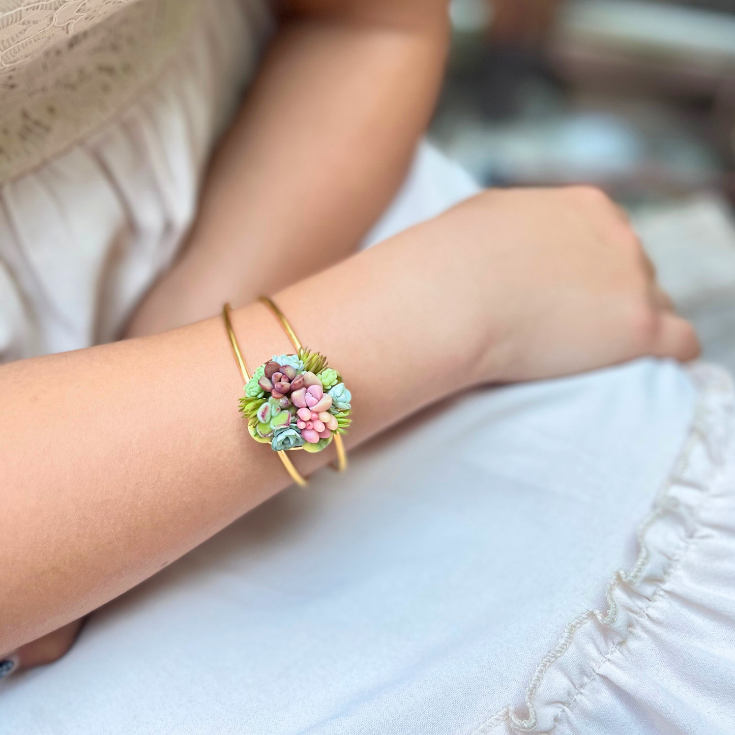 Living Succulent Adjustable Dainty Bracelet