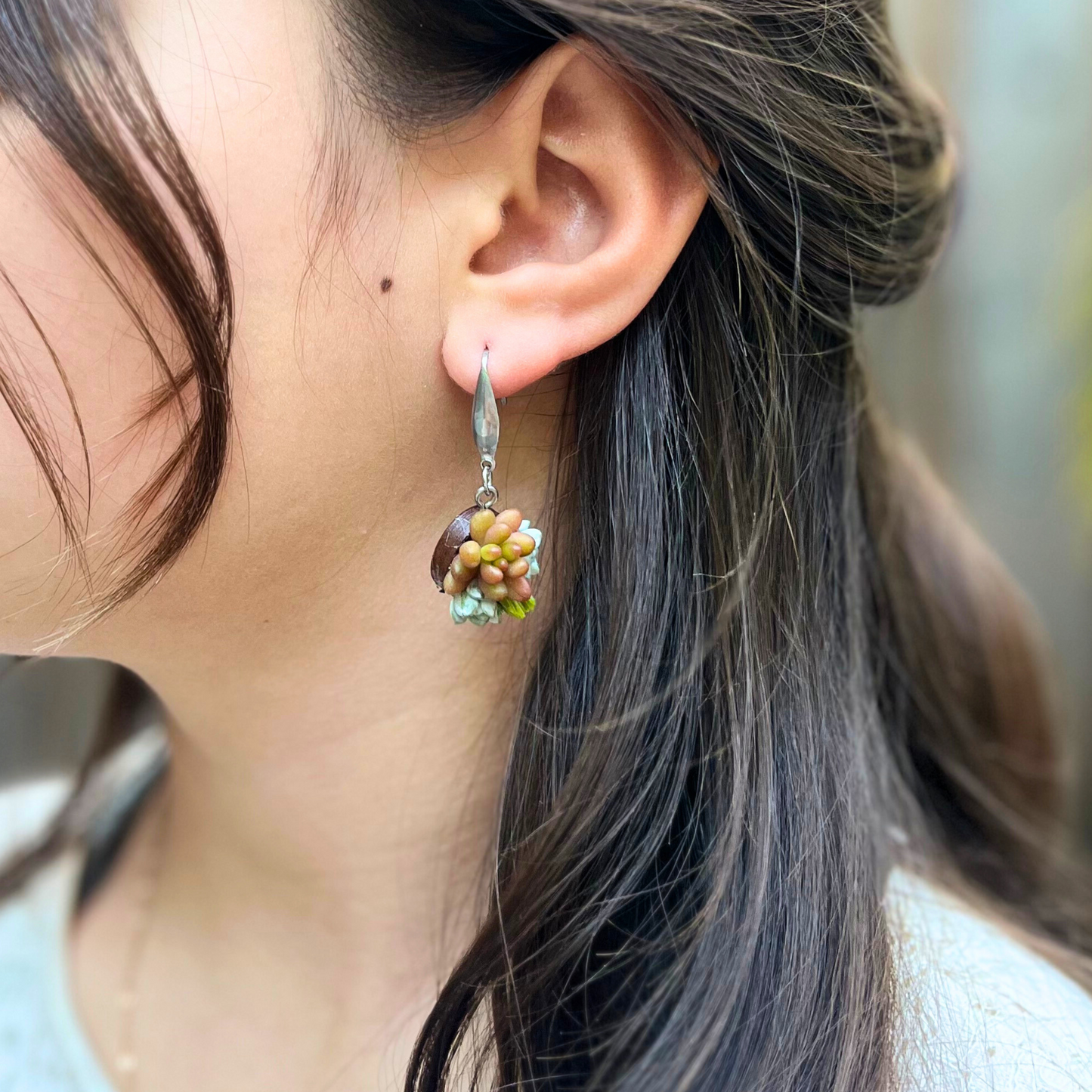 Living Succulent Dangle Earrings
