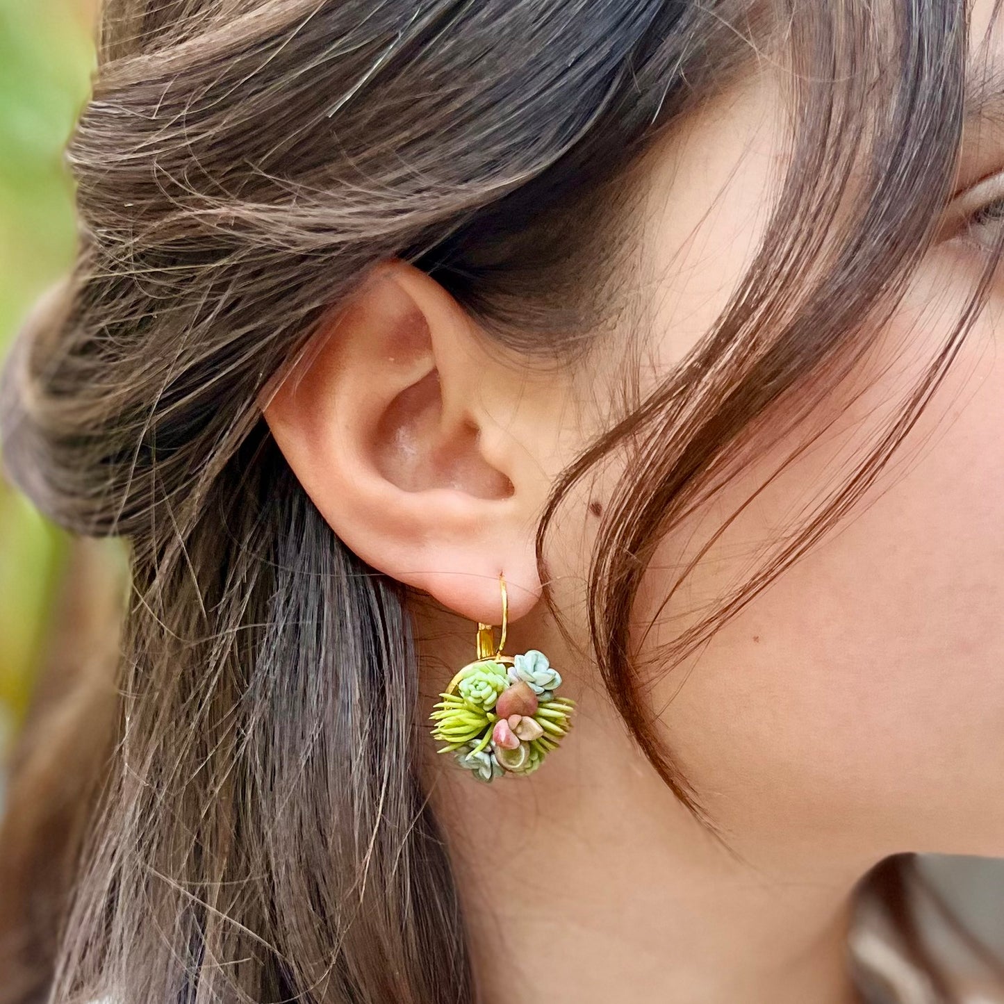 Living Succulent Dainty Drop Earrings