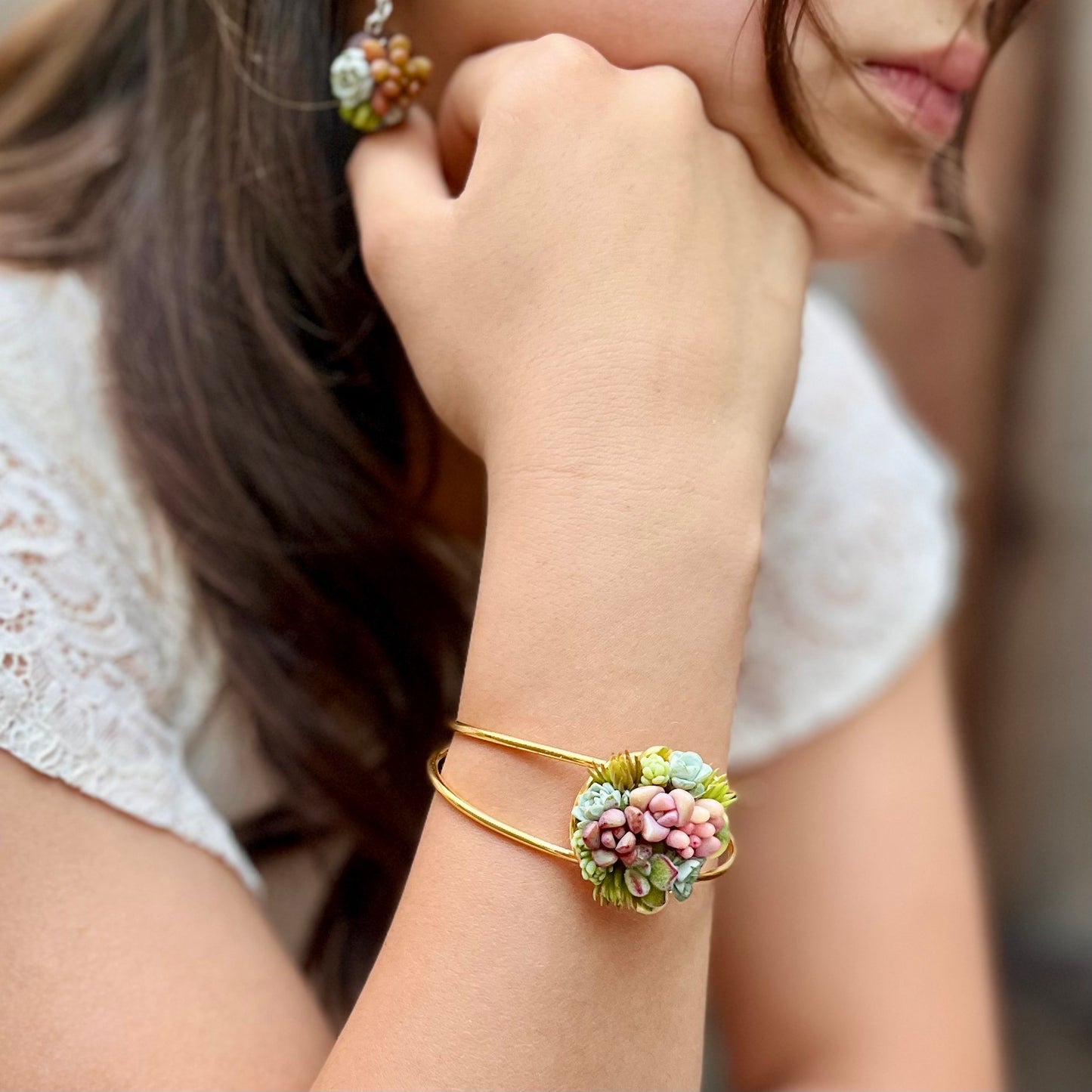 Living Succulent Adjustable Dainty Bracelet