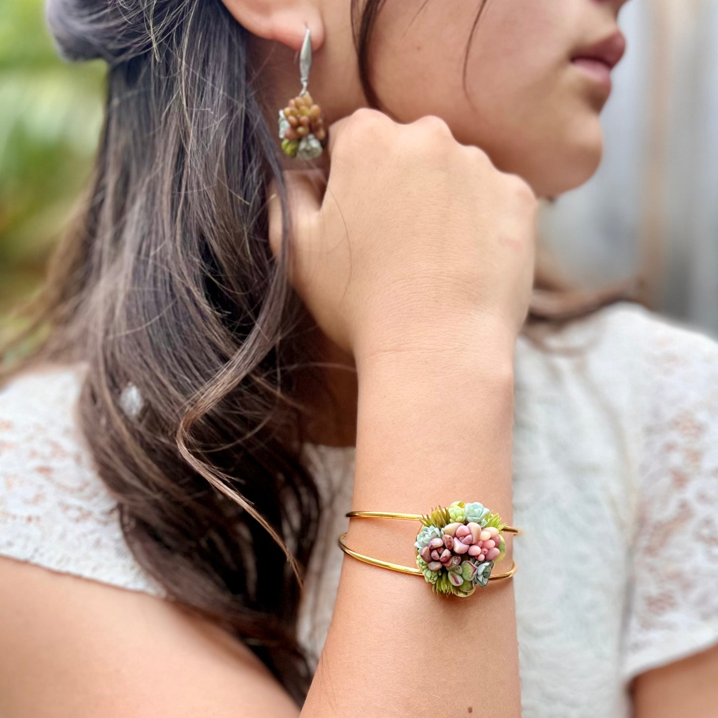 Living Succulent Adjustable Dainty Bracelet