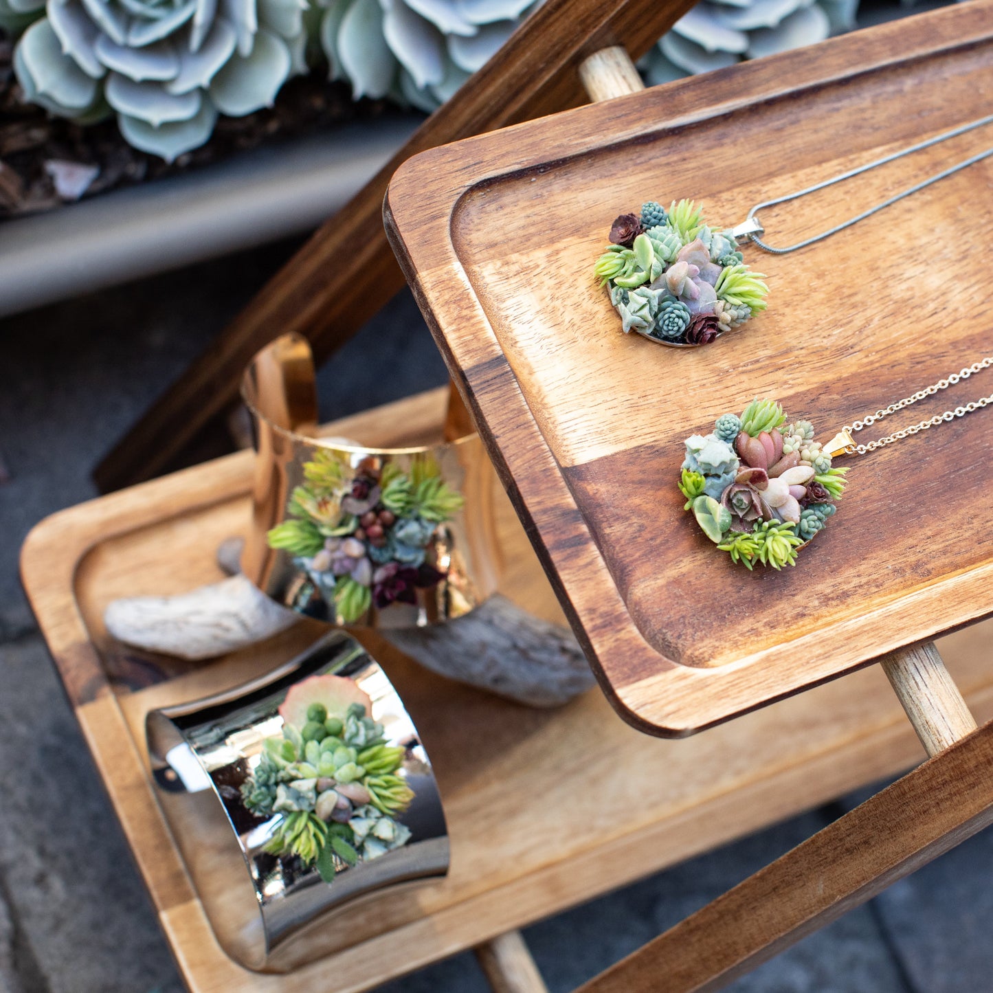 Living Succulent Adjustable Cuff Bracelet