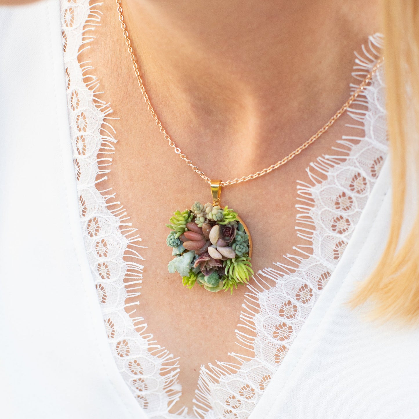 Living Succulent Pendant Necklace
