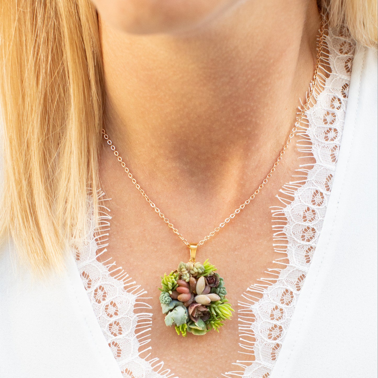 Living Succulent Pendant Necklace