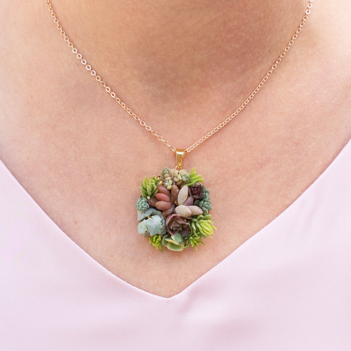 Living Succulent Pendant Necklace