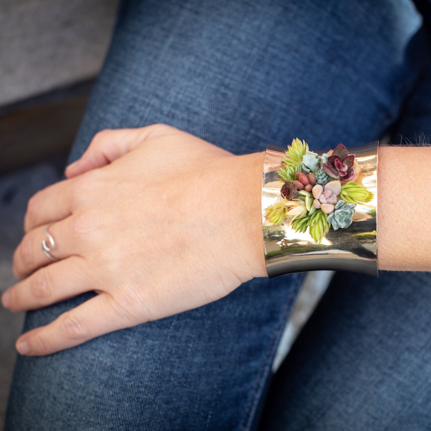 Living Succulent Adjustable Cuff Bracelet